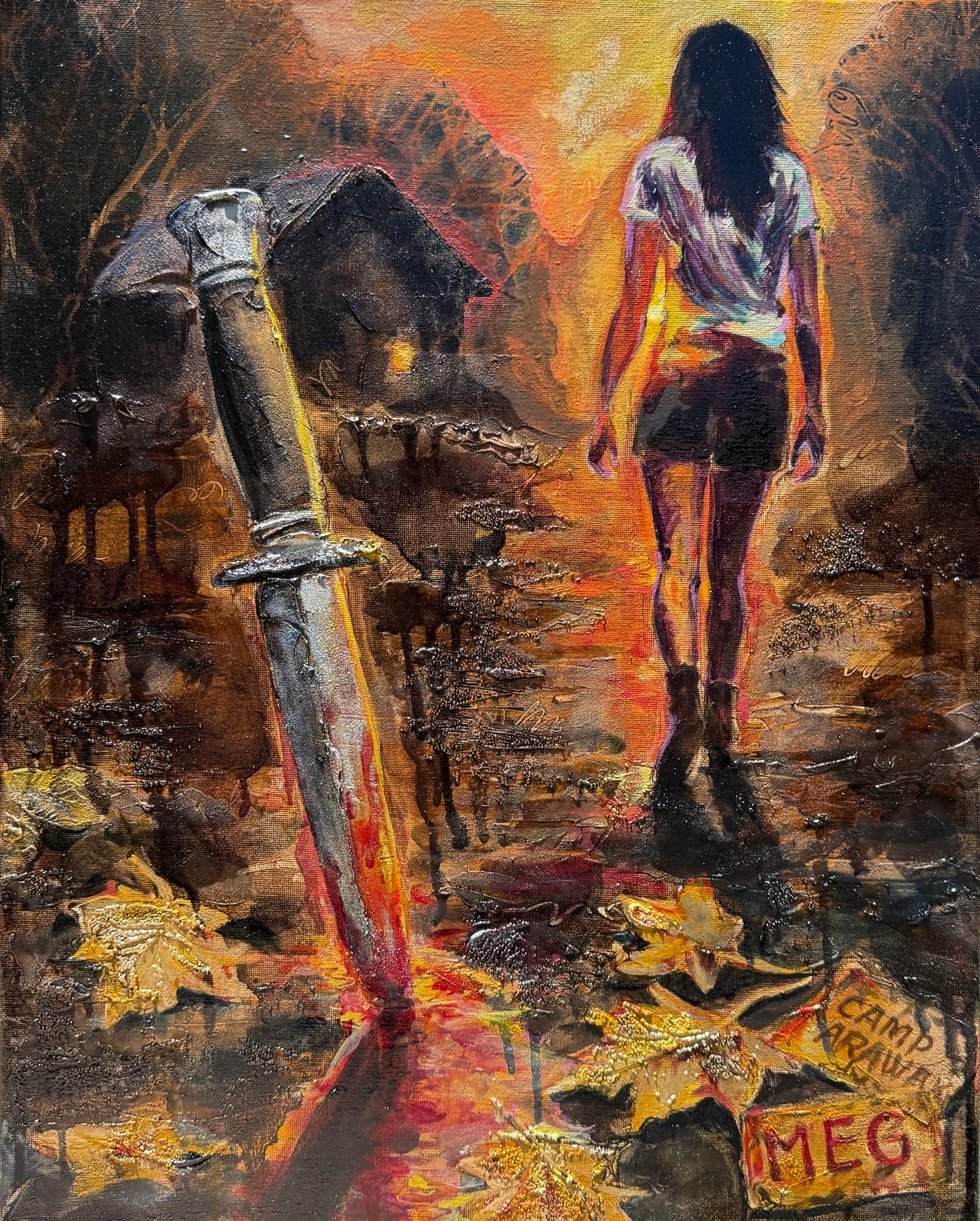 Sleepaway Camp Original Oil Painting [MIXED MEDIA OIL ON CANVAS]