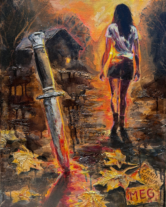 Sleepaway Camp Original Oil Painting [16 X 20 MIXED MEDIA OIL ON CANVAS]